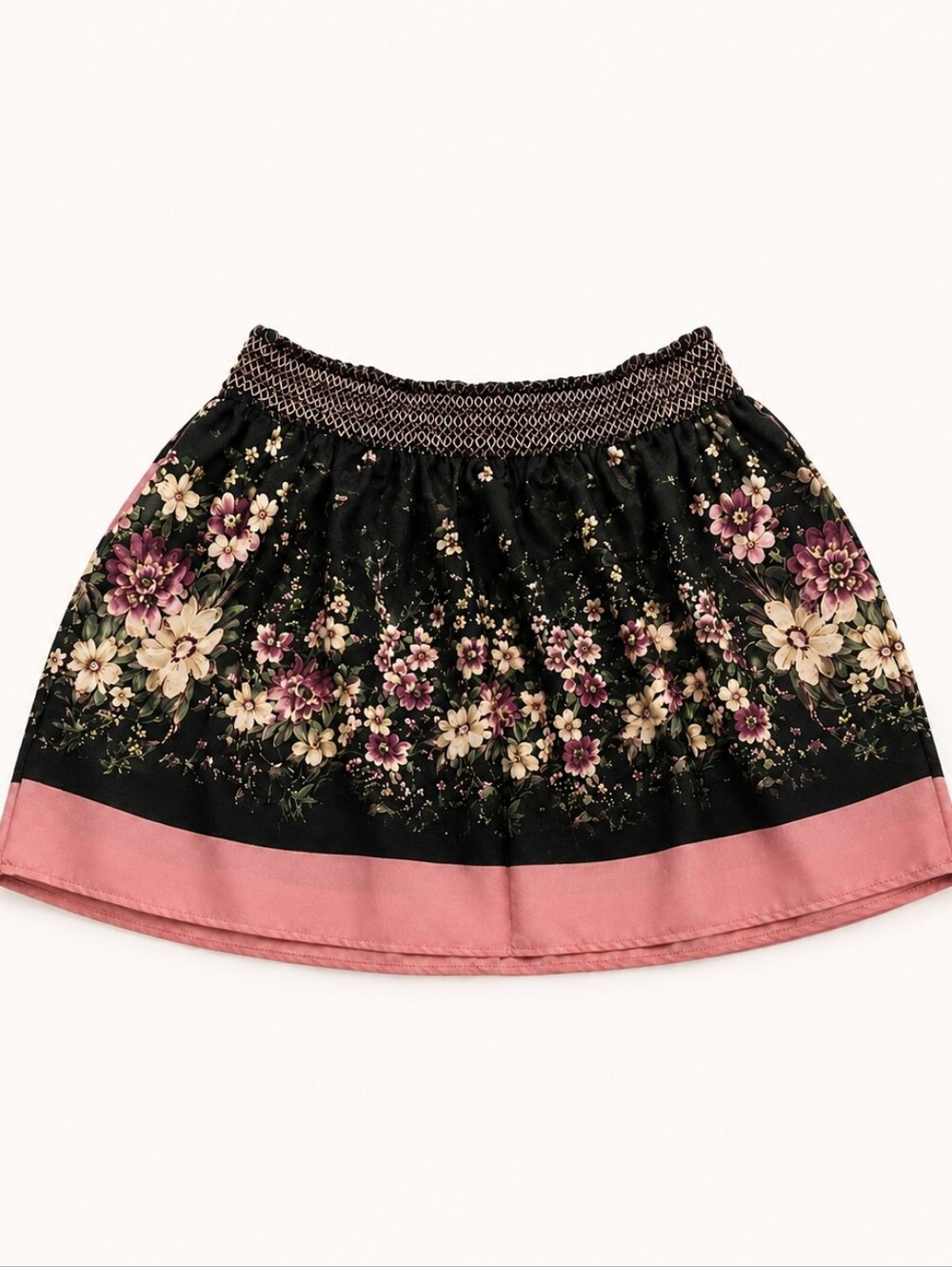 Charlotte Russe Floral Mini Skirt Boho Cottagecore Flowy Black Pink Size M